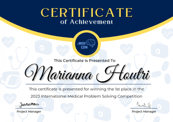 Year 6 Biology Student, Marianna Houtri, Secures First Prize in International Medical Problem Solvin
